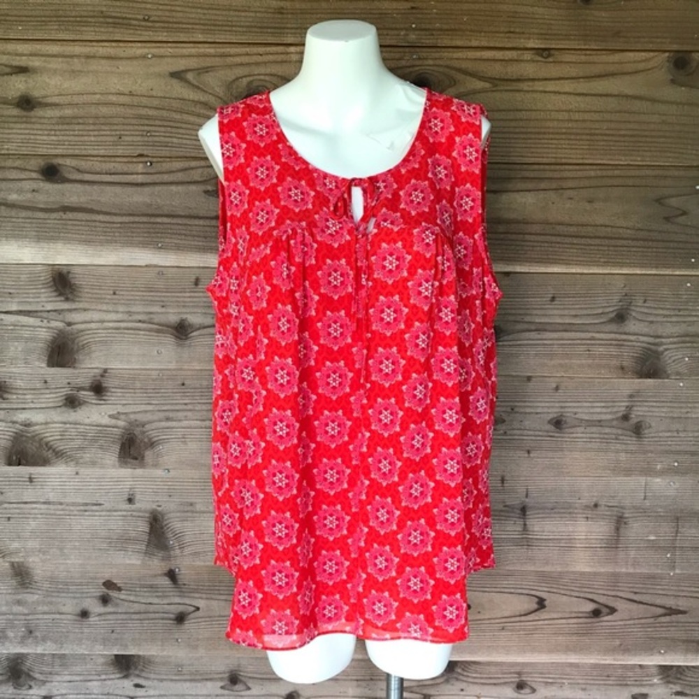 Rose + Olive Floral Sleeveless Blouse Size XL